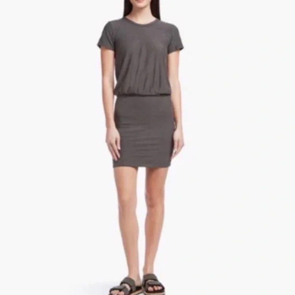 James Perse Cotton Jersey Olive Green Blouson Dress